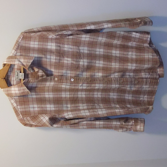 L.L. Bean Tops - LLBean Women's Size L 100% Cotton Button Down Plaid Long Sleeve Chore Shirt